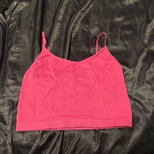 Burgundy Pink Ribbed Cami Crop Top